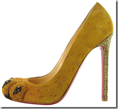 christian louboutins lions paw from the side