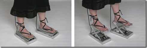 Adi Marom robotic shoes in the 'up' position