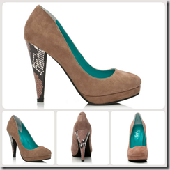 Shoes of Prey Work Shoes in Taupe Suede with Snake Skin Heel